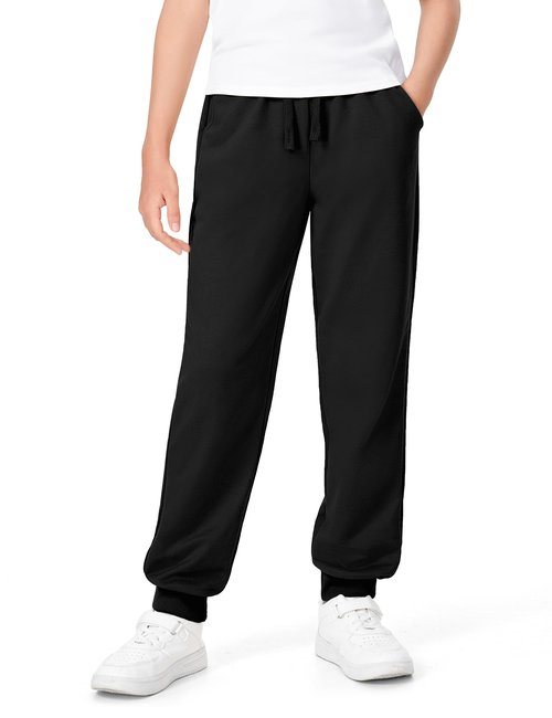BOOPH Boys Sweatpants Kids Clothes Athletic Casual Joggers Pants with Poket Drawstring 7-8Y Black