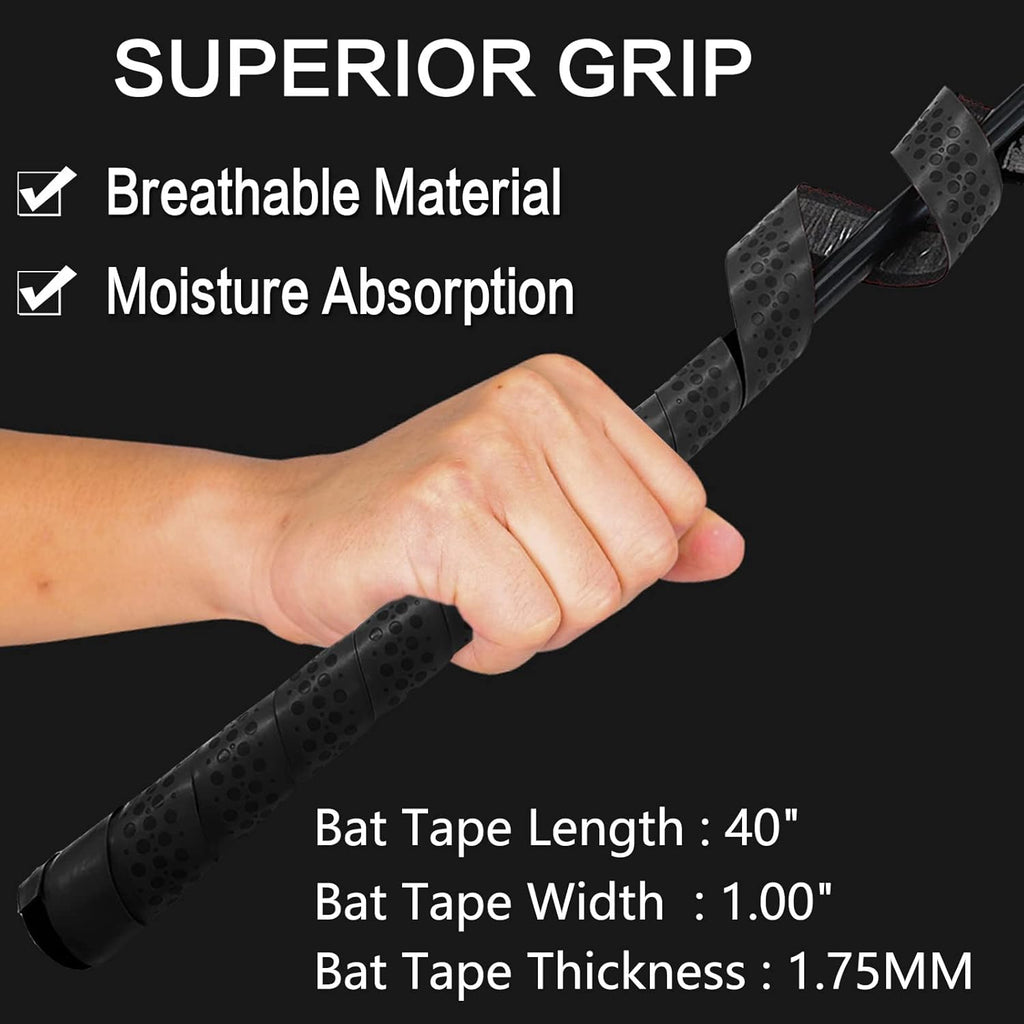 VEASAERS Bat Grip Tape - Soft Comfortable Adhesive for Baseball & Softball | 2/4 Pack, 40 Inch, 1.75mm
