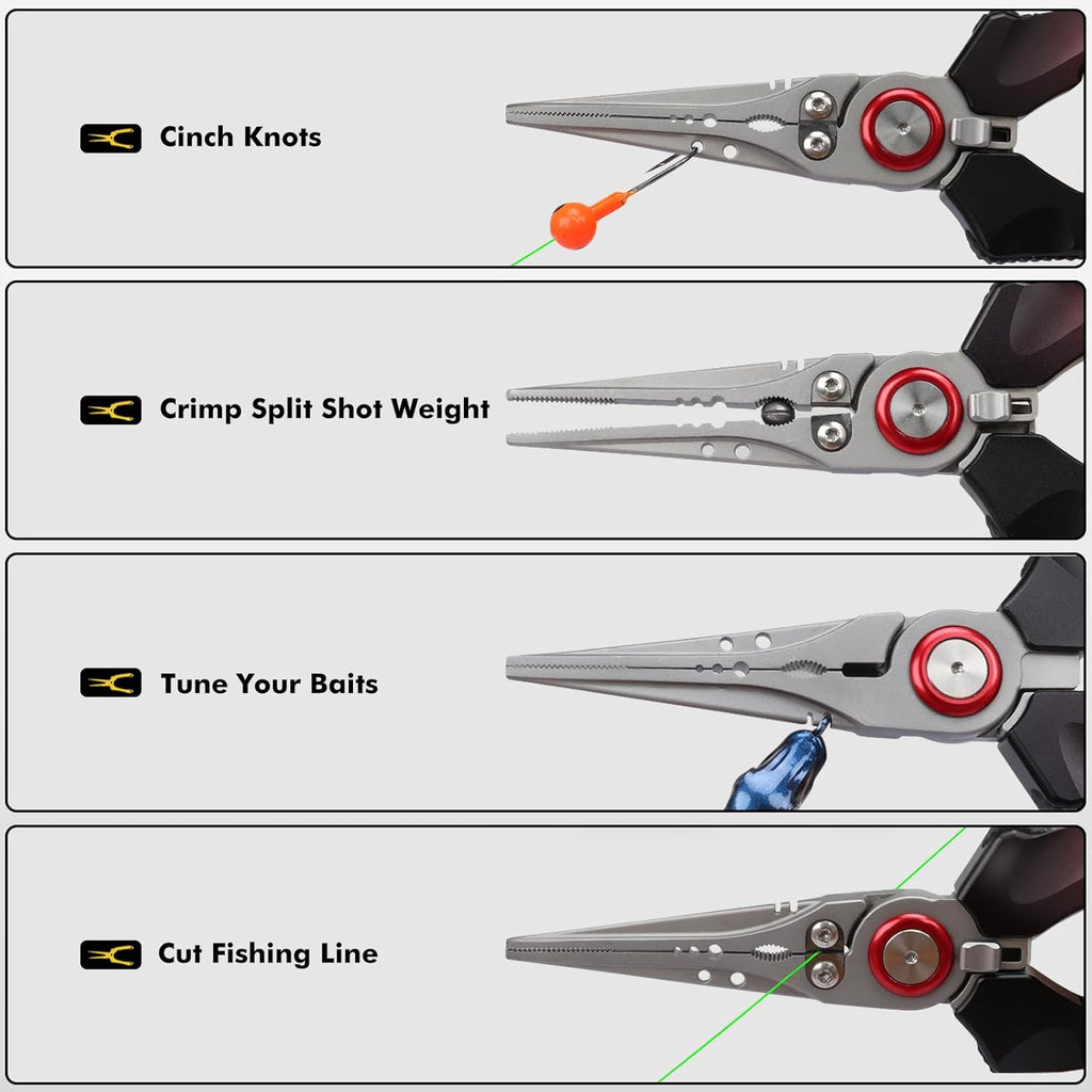 TRUSCEND Fishing Pliers - Lockable Multi-Function Tool with Ergonomic Handle & Teflon Coating