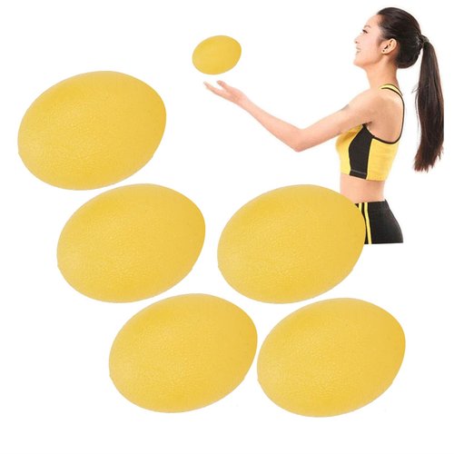 Sonew 5pcs Silicone Grip Ball Egg-shaped Wrist Exercise Massage Ball Fitness Rehabilitation Grip Ball (Yellow 15 Hardness)