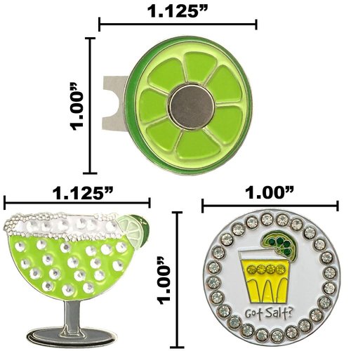 Giggle Golf Bling Golf Ball Marker Pack with Lime Hat Clip – Margarita & Tequila Shot Sparkly Markers for Women Golfers – Fun Golf Gift with Organza Bag & Bonus Hand Cream