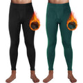 Casuallined 2 Pack Thermal Men Long Underwear Pants Winter Warm Fleece Lined Underwear Bottom Cold Weather Base Layer Legging (Black, Army Green,XX-Large)