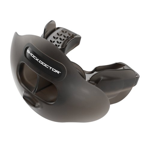 Shock Doctor Max Airflow Mouth Guard for Football & High Impact Sports, Breathable & Comfortable, Offers Lip Protection, Youth & Adult Sizes, Includes Helmet Strap, Translucent Black