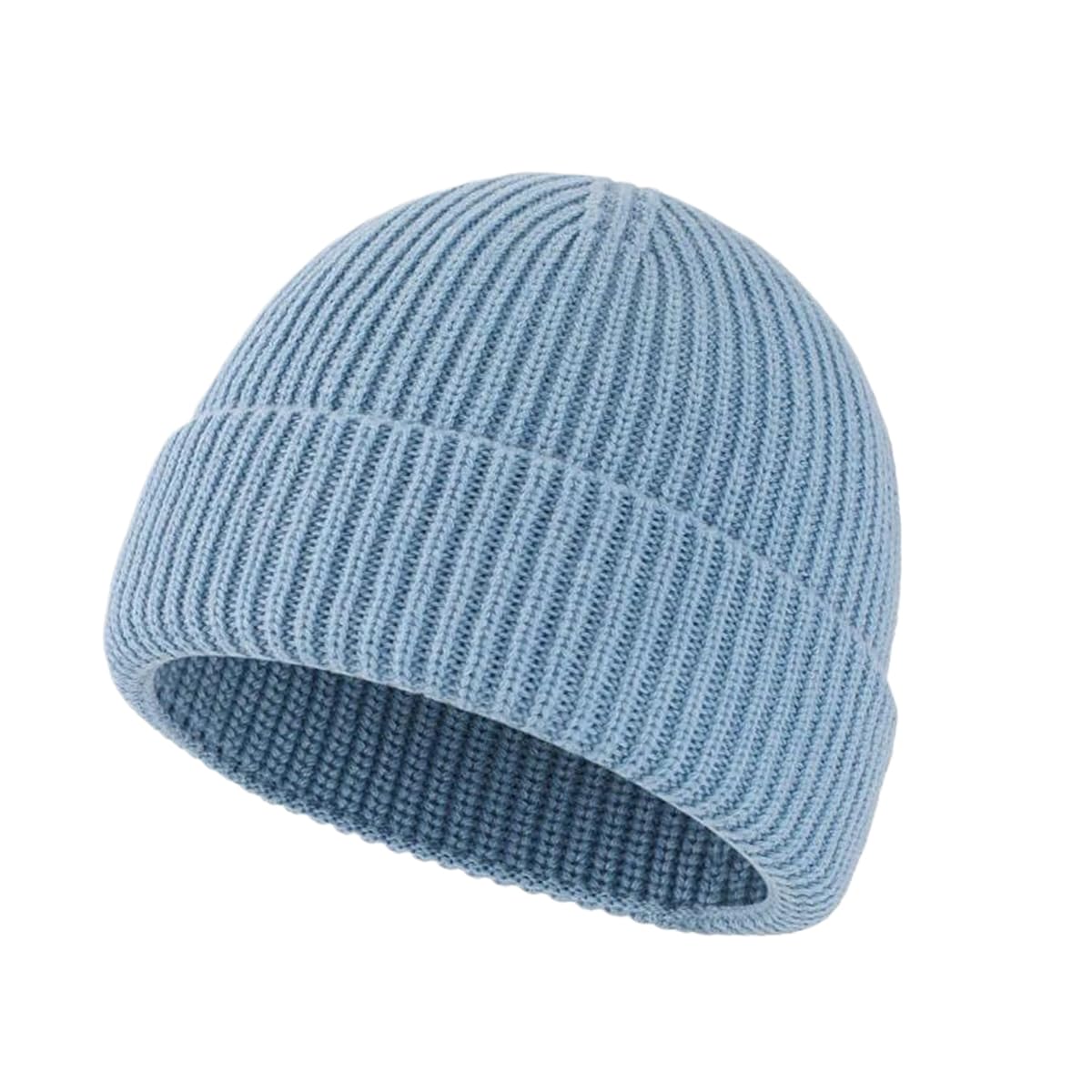 PAZUVO Knitted Cuffed Beanie Cap for Men/Women, Unisex Soft Warm Winter Hat Stocking Skull Cap (US, Alpha, One Size, Light Blue)