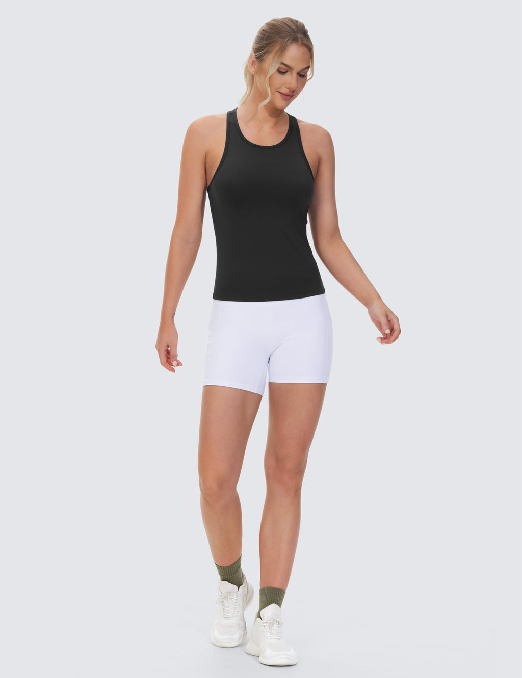 THE GYM PEOPLE Racerback Workout Tank Tops for Women Slim Fit Sleeveless Basic Athletic Running Yoga Shirts Black
