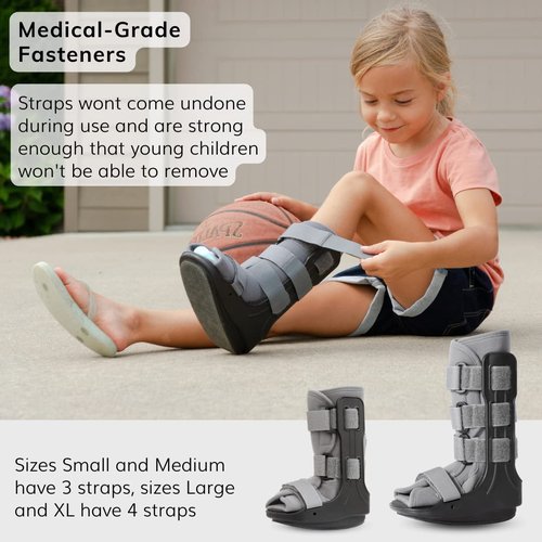 BraceAbility Pediatric Walking Boot - Children's Medical Walker CAM Orthopedic Support Shoe for Youth Ankle Break Injury, Kid's Stress Metatarsal Bone Fracture, Broken Foot or Toe Recovery Cast (XL)