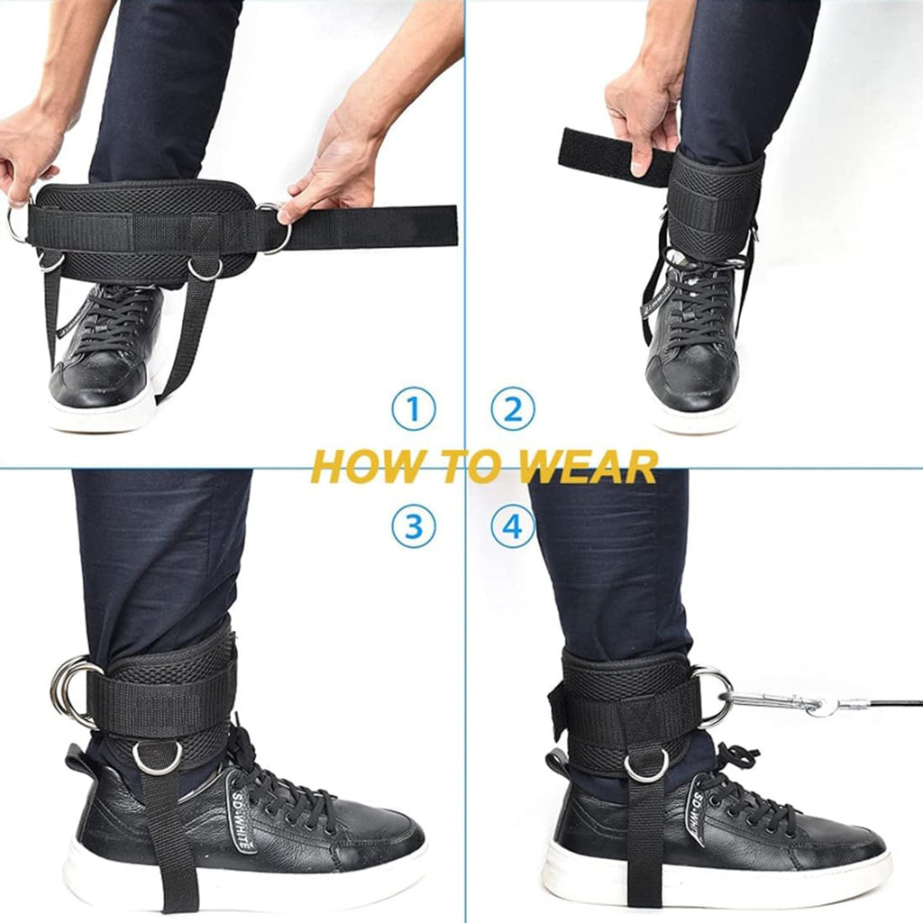 Skiennix Adjustable Ankle Straps - Padded Fitness Bands for Glute Kickbacks | 1 Pair