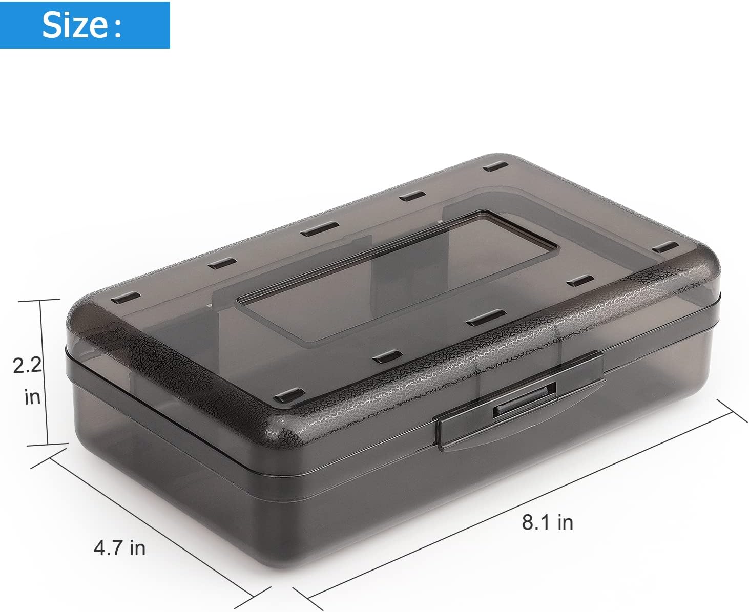 Tamaki Large Capacity Plastic Pencil Box - Clear Snap-Tight Lid & Stackable Design | Stylish Office Organizer, Black