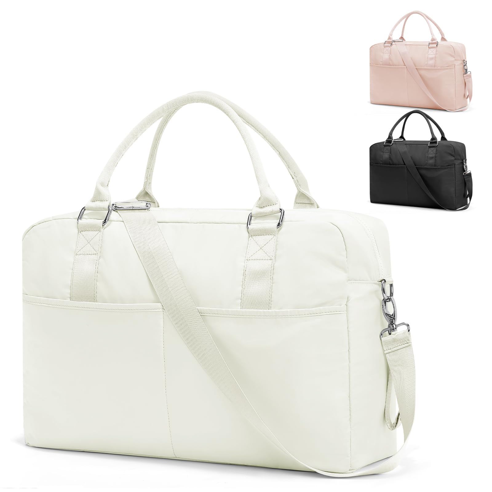 Gym Bag for Women,Travel Duffle Bag for Travel with Wet Pocket Weekender Overnight Carry On Tote Bag Luggage Bag with Trolley Sleeve Personal Item Travel Bag Hospital Diaper Bag Beige