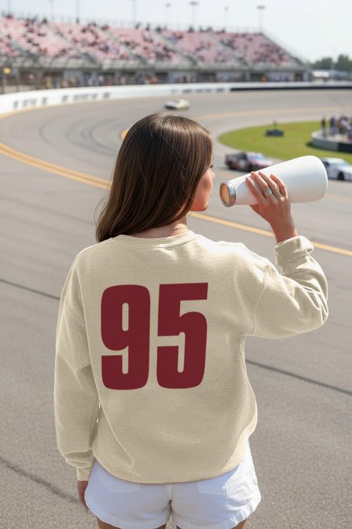 YHHR Car sweatshirt Magical King Dom Car Racer Long Sleeve Shirt Trendy Cars Graphic Pullover Autumn Vacation Trip Tops Apricot