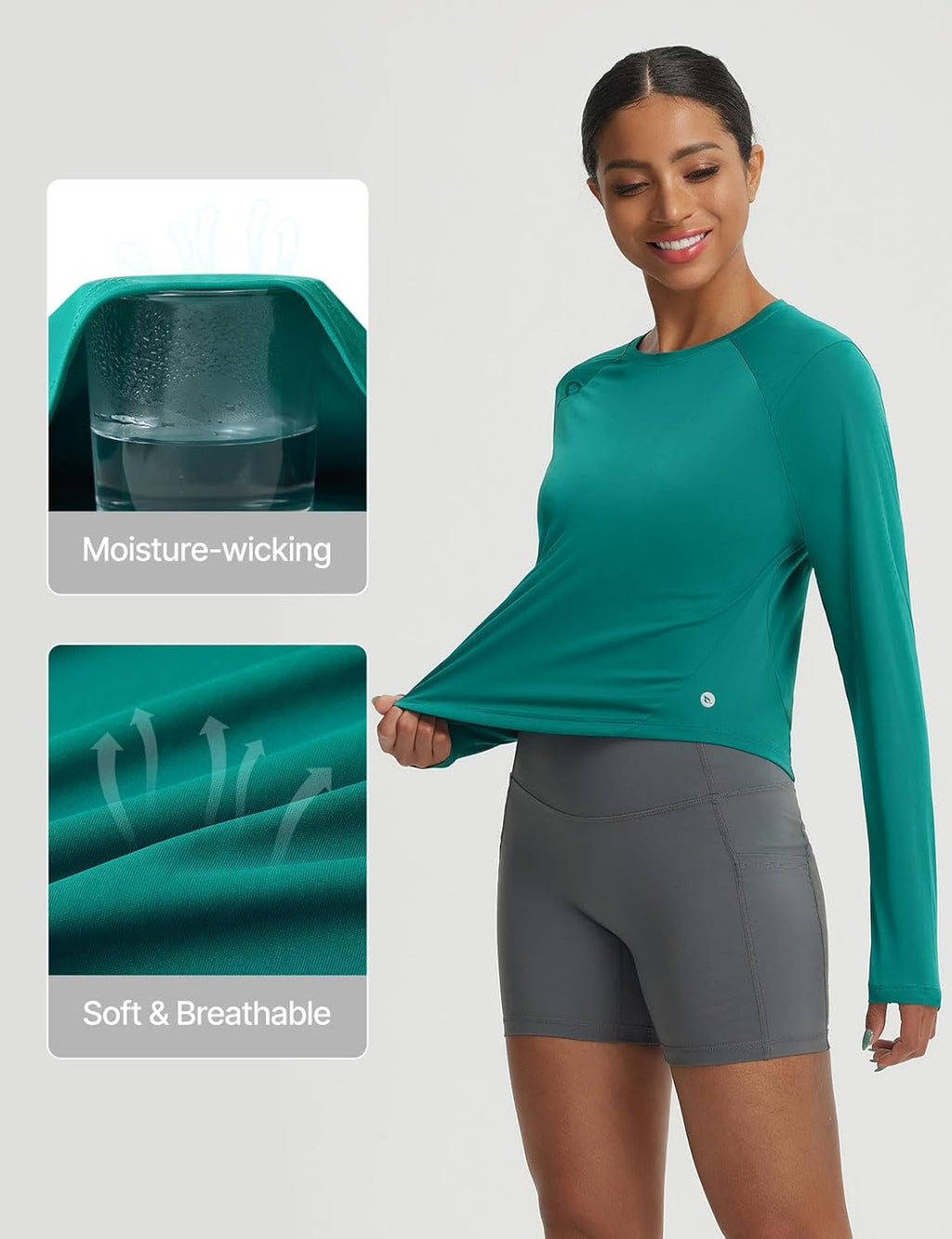 Baleaf Women's Long Sleeve UPF 50+ Sun Shirt - Lightweight UV Workout Top for Hiking & Outdoor Activities