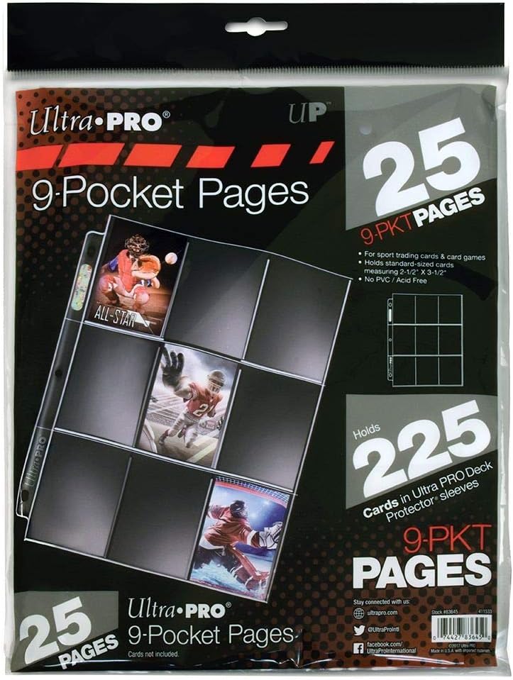 Ultra Pro Silver Series 9-Pocket Pages - 25 Count Pack for Protecting Sports & Game Cards | Perfect with Pro-Binder