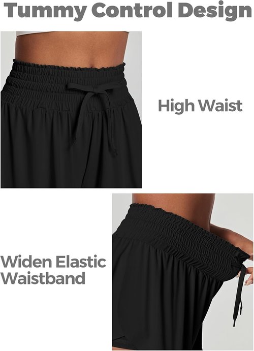 IUGA High Waisted Athletic Shorts for Women - Flowy Running & Tennis Skorts with Pockets