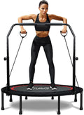RAVS Mini Trampoline - Foldable Fitness Rebounder for Kids & Adults | 40"/48" with Adjustable Handle & Resistance Bands