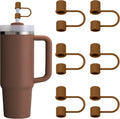Skiennix Silicone Straw Cover Caps - 6PCS Reusable Accessories for Stanley 30&40 Oz Tumblers - Brown