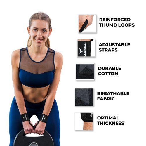 YAGHZU Premium Quality Wrist Straps for Weightlifting - 18-inch Heavy Duty Gym Wrist Wraps with Adjustable Thumb Loop