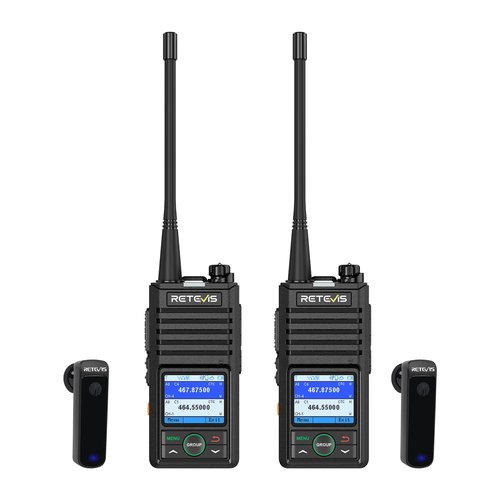 Retevis RB58 Bluetooth Walkie Talkies with Earpiece, Waterproof Two Way Radio with Noise Cancelling, Group Call, APP Control, 1800mAh, NOAA, VOX, Emergency Alarm, for Hunting, Camping, Hiking(2 Pack)