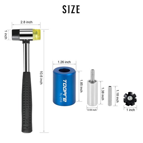 Mimoke Bike Bicycle Fork Star Nut Setting Installer Install Tool with 4 Free Star Nuts include Rubber hammer (With Rubber hammer)