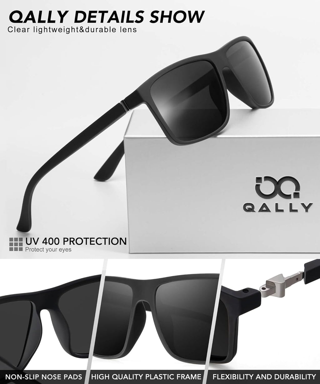Polarized Sunglasses for Men - Rectangular Frame with UV400 Protection | Stylish Sports Eyewear