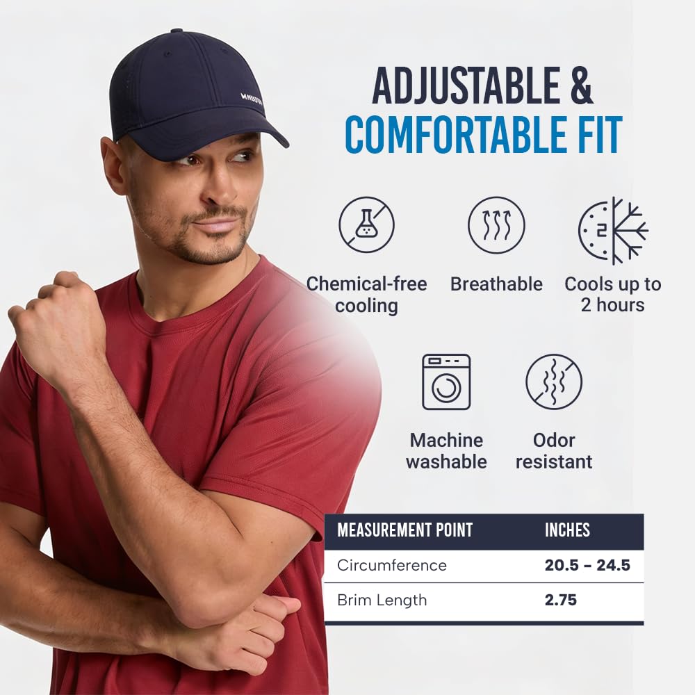 MISSION Cooling UPF Vented Performance Hat - Unisex One Size Cap for Workouts, Golf & Running - Sweat & Water Activated Technology - (Navy)