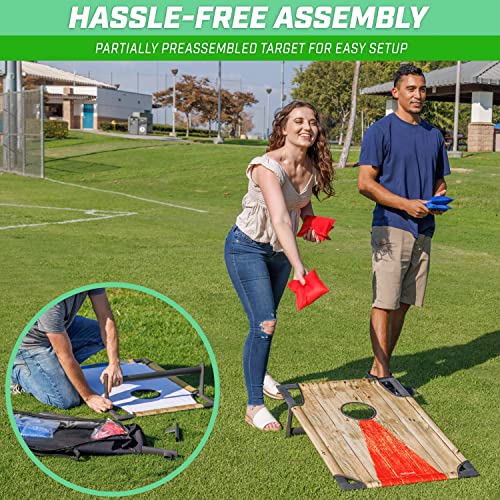 Rustic GoSports Portable Cornhole Set with Carry Case - Outdoor Lawn Bean Bag Toss Game