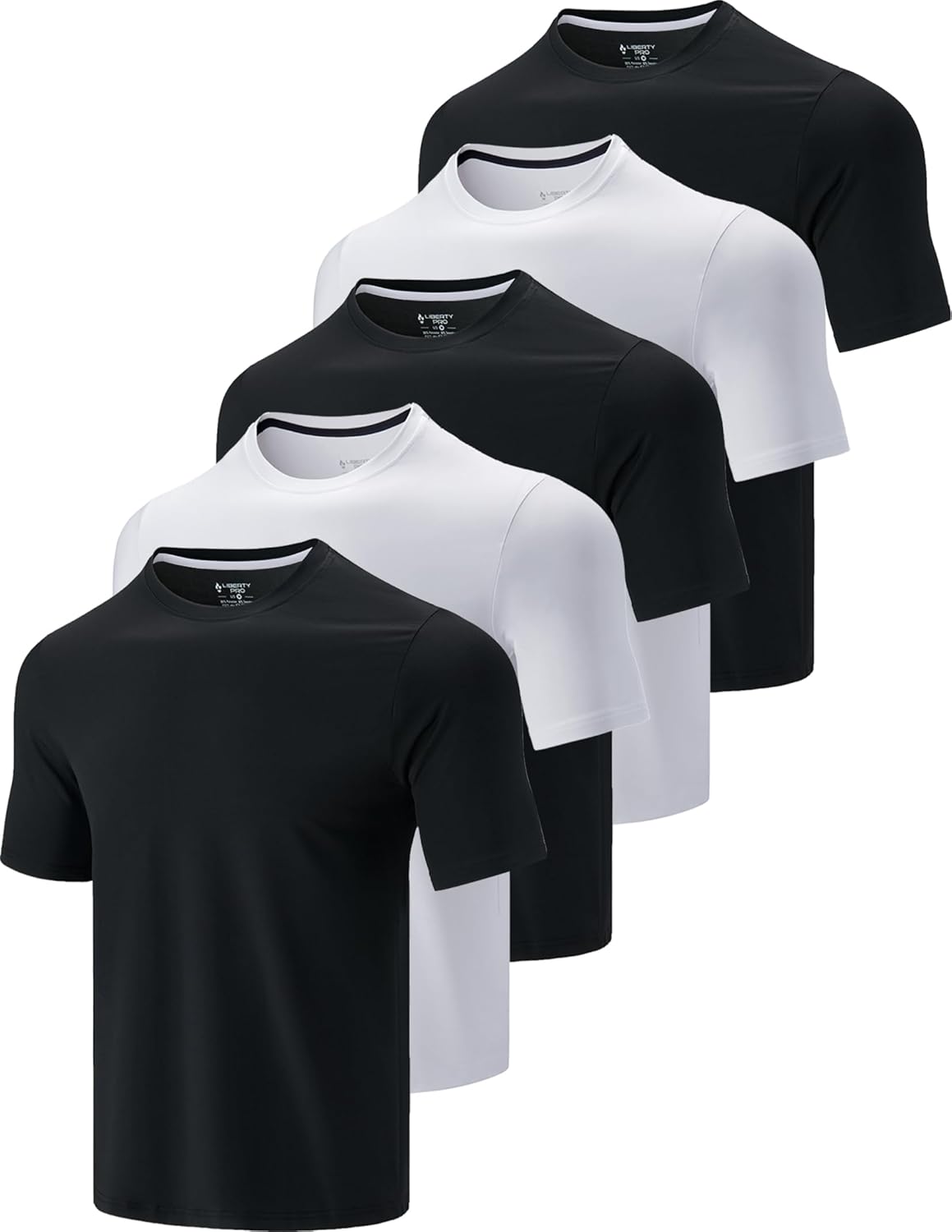 Skiennix Men's Active Quick Dry Crew Neck T-Shirts - 5 Pack Athletic Workout Tees