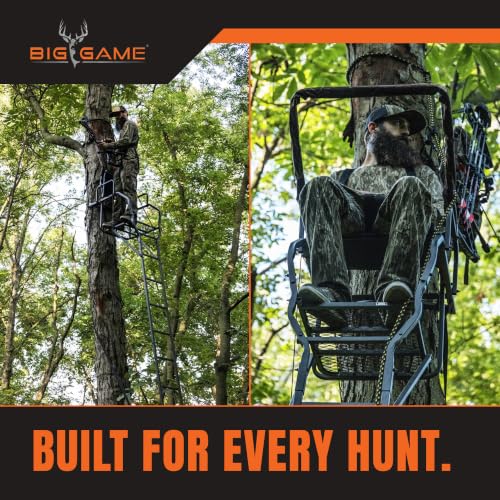 Big Game Striker XL Ladder Treestand 17.5 Ft with Flip Back Seat & Safety Gear