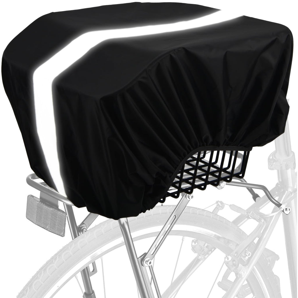 VAOLOAV 45L Bicycle Basket Waterproof Rain Cover with Reflective Strip Bicycle Rear Rack Rain Cover Black