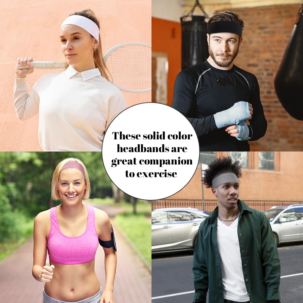 Obeoby 8 Pack Sport Headbands - Non-Slip Cotton Hair Bands for Women | Sweat Absorbing & Comfortable