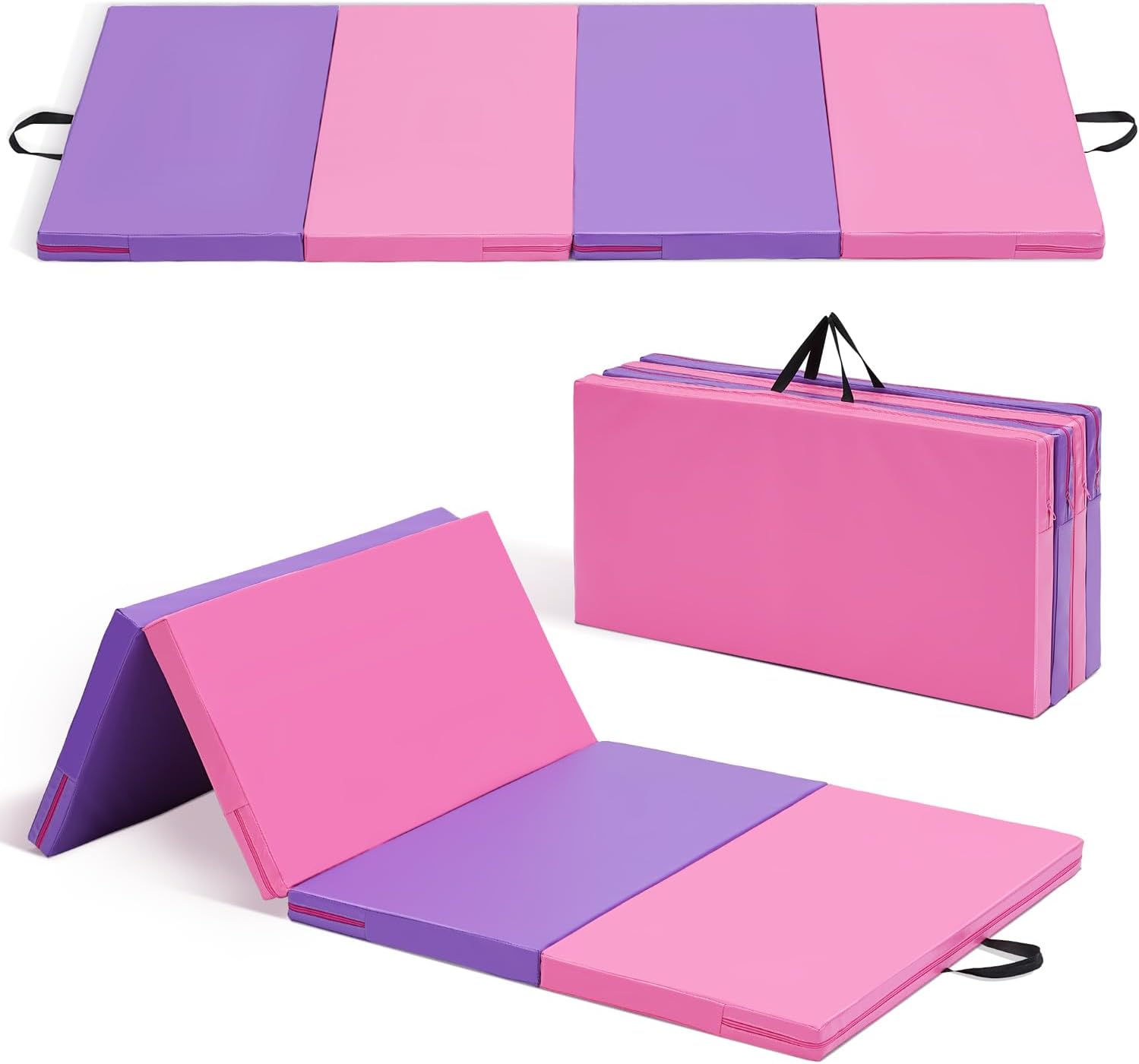 ZENOVA Gymnastics Mat - Foldable Exercise Mat for Home Workouts | 6'x3'x2'' & 4'x8'x2'' Options