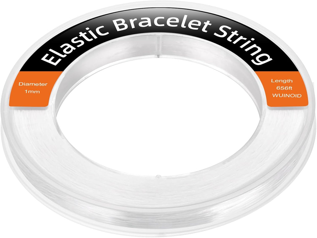WUINOID 1mm Elastic String Cord - 656ft White Bead Bracelet Making Supplies for Jewelry & Crafts