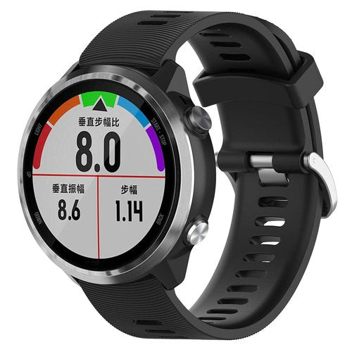 AWADUO For Garmin Forerunner 645 Replacement Band, 20mm Replacement Silicone Wrist Band Strap For Garmin Forerunner 645/245 Music (Silicone Black)