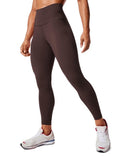 CRZ YOGA Women's Hugged Feeling Compression Leggings 25 Inches - Thick High Waisted Tummy Control Workout Pants Tights Hot Fudge Brown Small