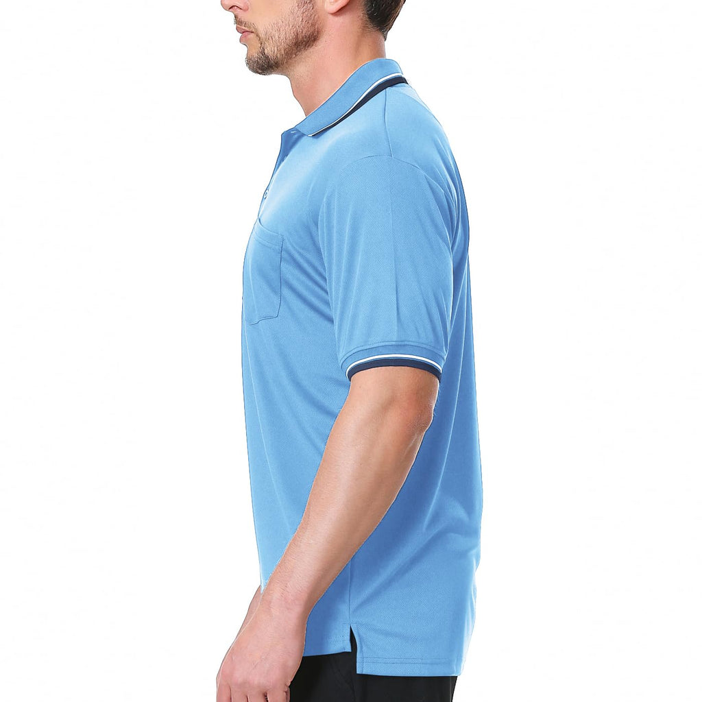 TopTie Baseball and Softball Referee Shirt Short Sleeve Polo Shirt Umpire Jersey-Blue-4XL