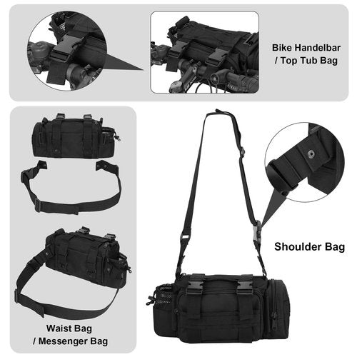 BraveHawk OUTDOORS Bike Handlebar Bag, 900D Nylon Oxford Multi-Purpose Tactical Waist Bag Heavy-Duty Water Resistant MOLLE Outdoor Bicycle Pack for Cycling Hiking (Large)