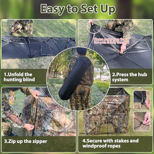 Phoncoo 4-Panel See Through Hunting Blind for Deer & Turkey, 2-3 Person