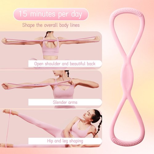 Figure 8 Resistance Band, Figure 8 Resistance Bands for Women Men, 25 lbs Keep Resistance BandFigure 8 for Working Out, Arm, Back, Fullbody Yoga Pulling Rope, Elastic Stretch Bands