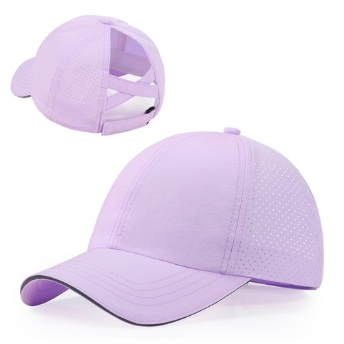 Little Girls Criss Cross Ponytail Hat Toddler Reflective Baseball Cap Kids Quick Dry Summer Sports Hats Age 3-8
