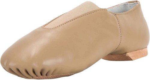 Linodes Women's Jazz Shoes - Slip-On Leather Upper with Elastic Top Piece for Comfort