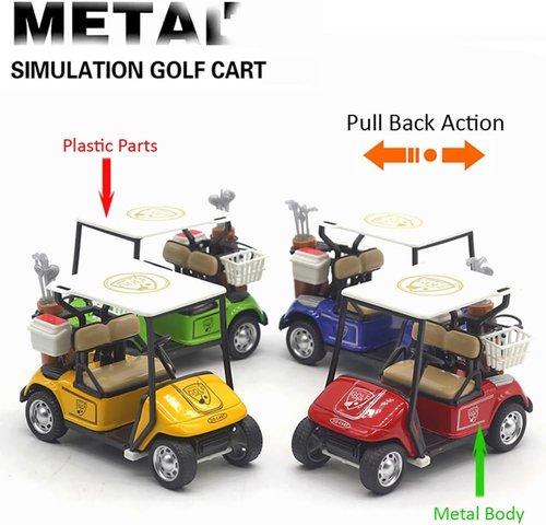 Mini Golf Carts by [Brand Name] - 4" Diecast Alloy Metal Pullback Action | Box of 12 Scale Model Toys