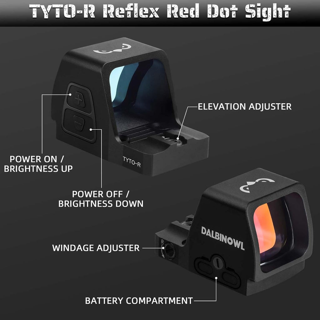 TYTO-R Red Dot Sight - 2.5 MOA Shake Awake Open Reflex Optic for Full-Sized Pistols | 1x24.5mm Lens