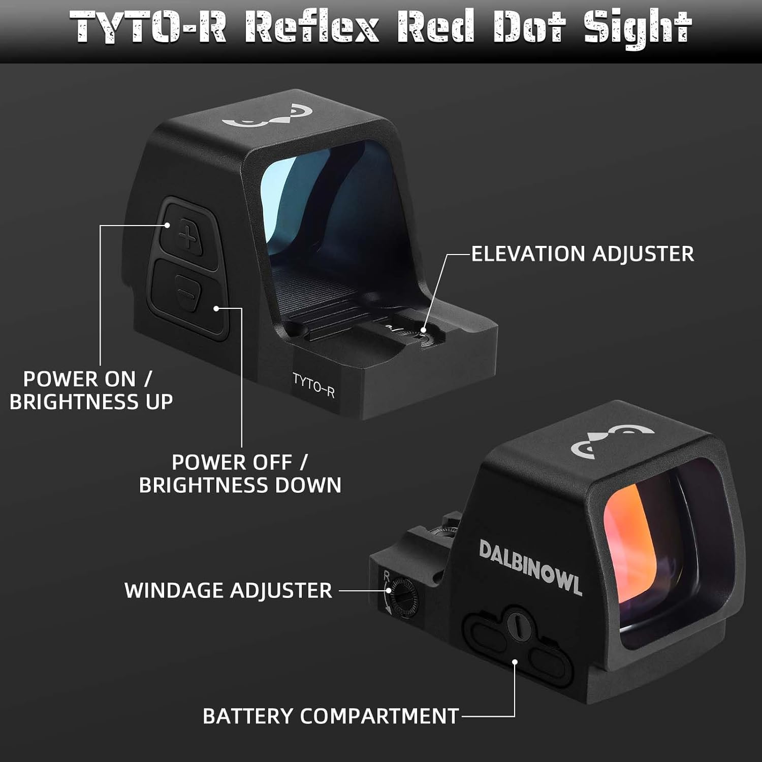 TYTO-R Red Dot Sight - 2.5 MOA Shake Awake Open Reflex Optic for Full-Sized Pistols | 1x24.5mm Lens