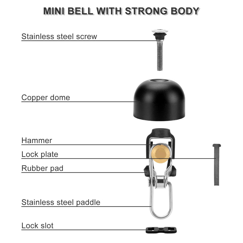 ROCKBROS Bike Bell Classic Bicycle for Ring with Loud Sound Bells Road Mountain Handlebars Adults Black