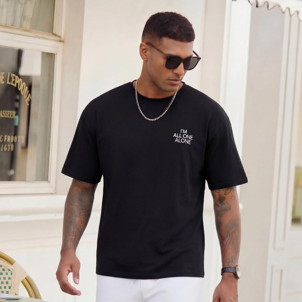 Skiennix Men's Oversized T-Shirt - Casual Drop Shoulder Short Sleeve Graphic Tee | Baggy Athletic Fit
