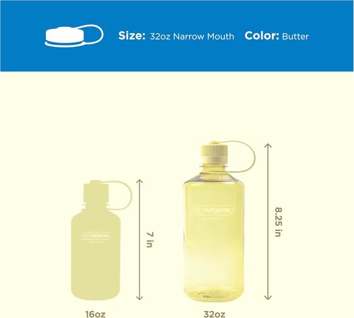 Nalgene 32 oz Leak-Proof Tritan BPA-Free Water Bottle - Ideal for Outdoor Hydration | Made in USA (Butter)