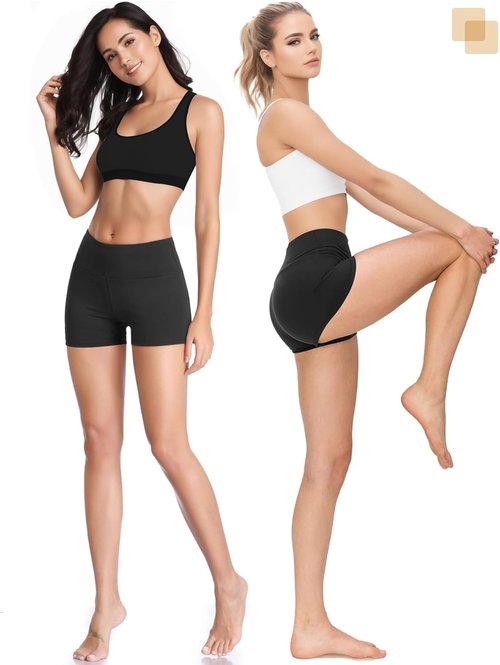 Buauty Women's High Waisted Biker Shorts - Tummy Control Spandex Yoga & Gym Wear | 2.5" Length