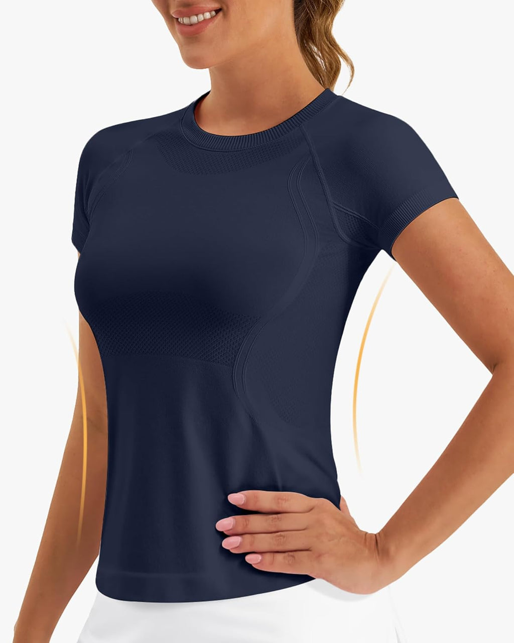 Stelle Women's Seamless Workout Tops - Breathable Short Sleeve Athletic Tees for Yoga & Gym