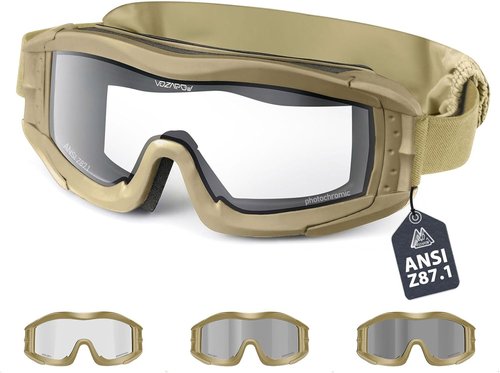 Airsoft Goggles Anti Fog with ANSI Z87.1 Certified, Safety Goggles Impact Resistant, Tactical Shooting Glasses