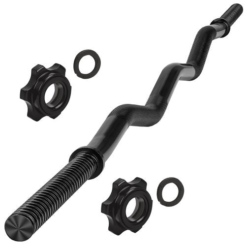 47" EZ Curl Bar Weight Lifting Bar 1-inch Curling Bars for Weight lifting with 2 Star Collars Star-nuts (220lb Weight Capacity) for Hip Thrusts Squats Lunges for Gym and Home