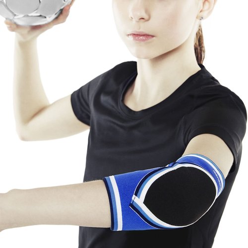 Rehband Protection Elbow Pads Children Volleyball, 1 Piece or 1 Pair, Elbow Pads 3mm Neoprene, Elbow Protector for Indoor Sports, Colour:Blue, Size:Large